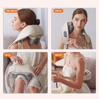 Nowcozy Deep Kneading Neck and Shoulder Massager with Heat - 5D Cordless Mini Shiatsu Neck Massager for Pain Relief Deep Tissue