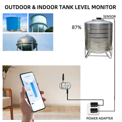 EPTTECH TLC2502P-Lora Tuya Continuous Real Time Ultrasonic Gas Oil Water Liquid Fuel Lever Controller Sensors for Water Storage