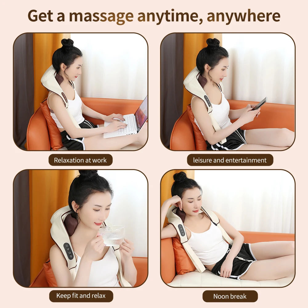 Health Care Products 8D Deep Tissue Shiatsu Kneading Back Massager Heating Neck and Shoulder Massage Pillow