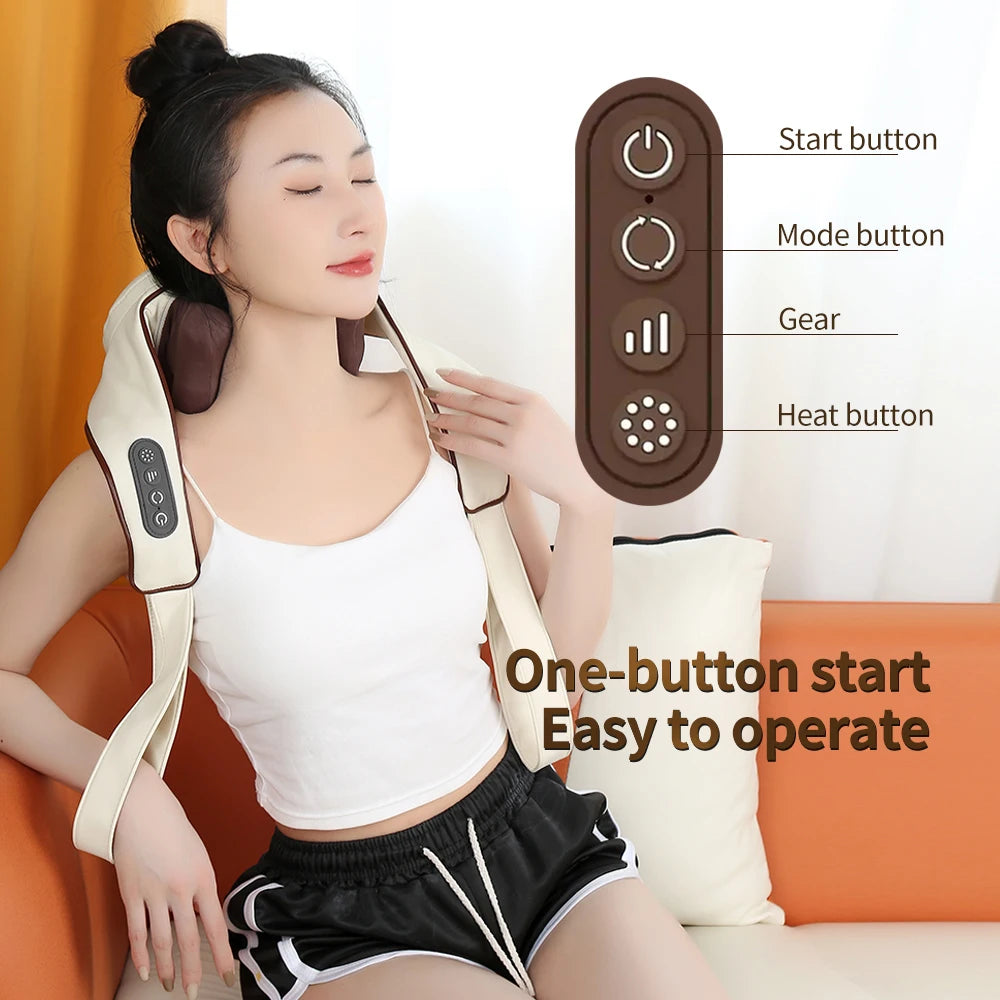 Health Care Products 8D Deep Tissue Shiatsu Kneading Back Massager Heating Neck and Shoulder Massage Pillow