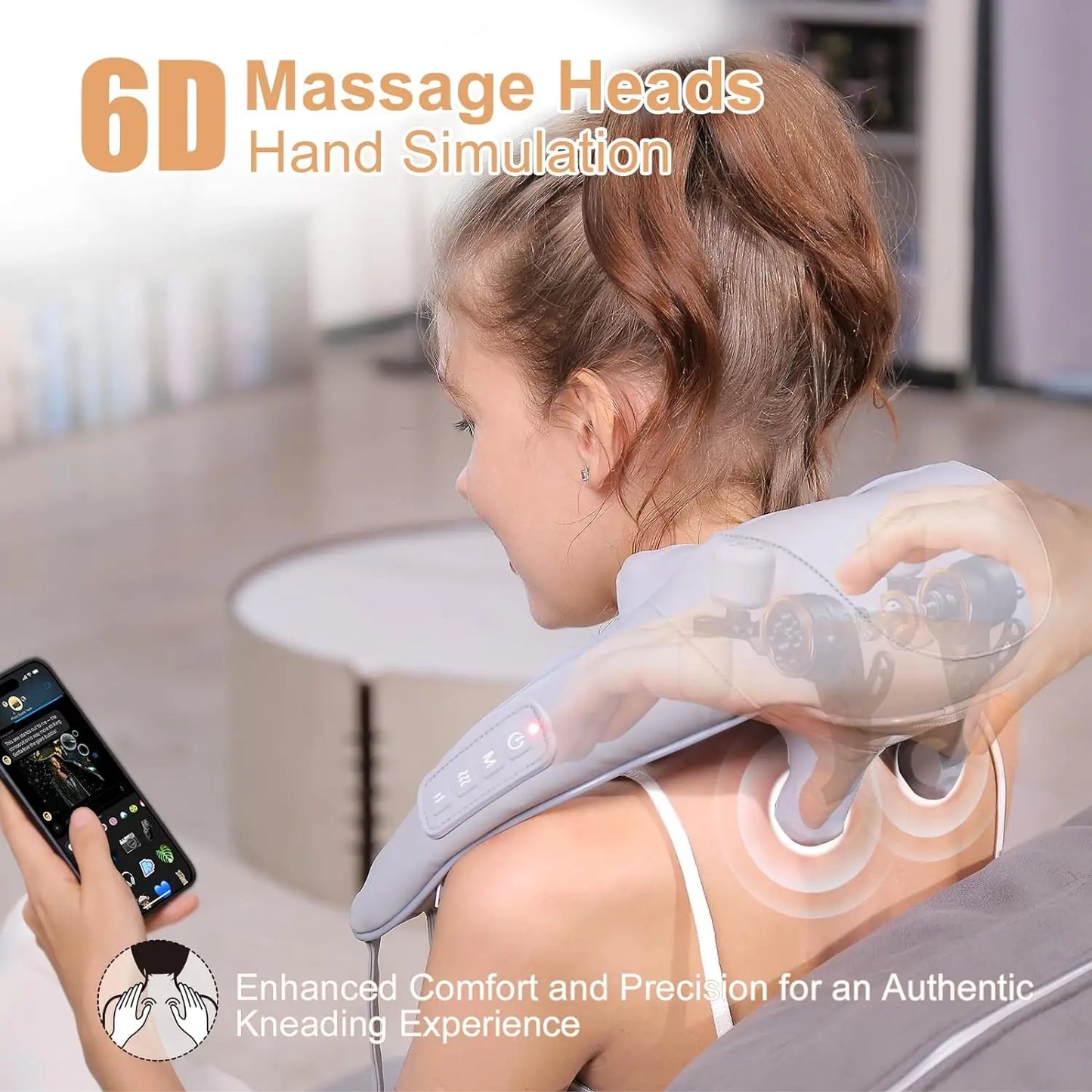 Nowcozy Deep Kneading Neck and Shoulder Massager with Heat - 5D Cordless Mini Shiatsu Neck Massager for Pain Relief Deep Tissue