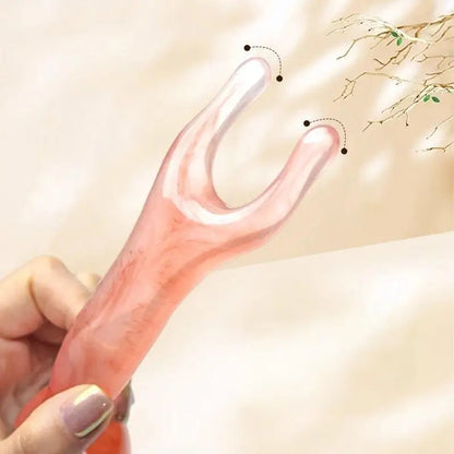 Lotus Shape Acupoint Stick Massager Nose Lifting Face Lymphatic Tool Dual Heads Meridian Gua Sha Massage