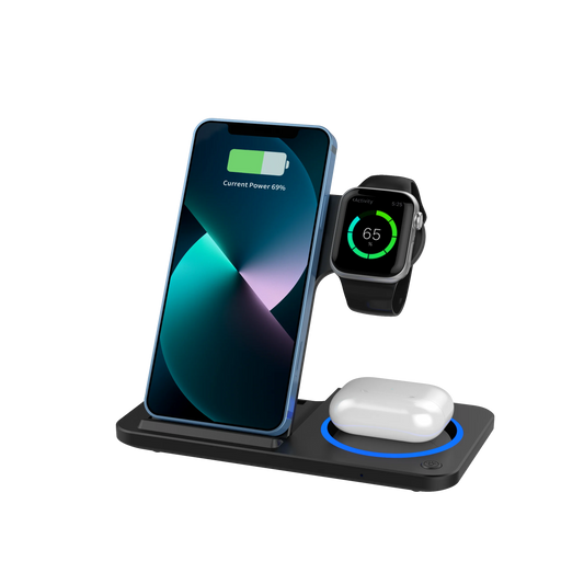 2026 New ProductsMultifunction 3 in 1 Wireless Charger Foldable 15W Fast Charging Portable Custom Logo Holder Station Dropship