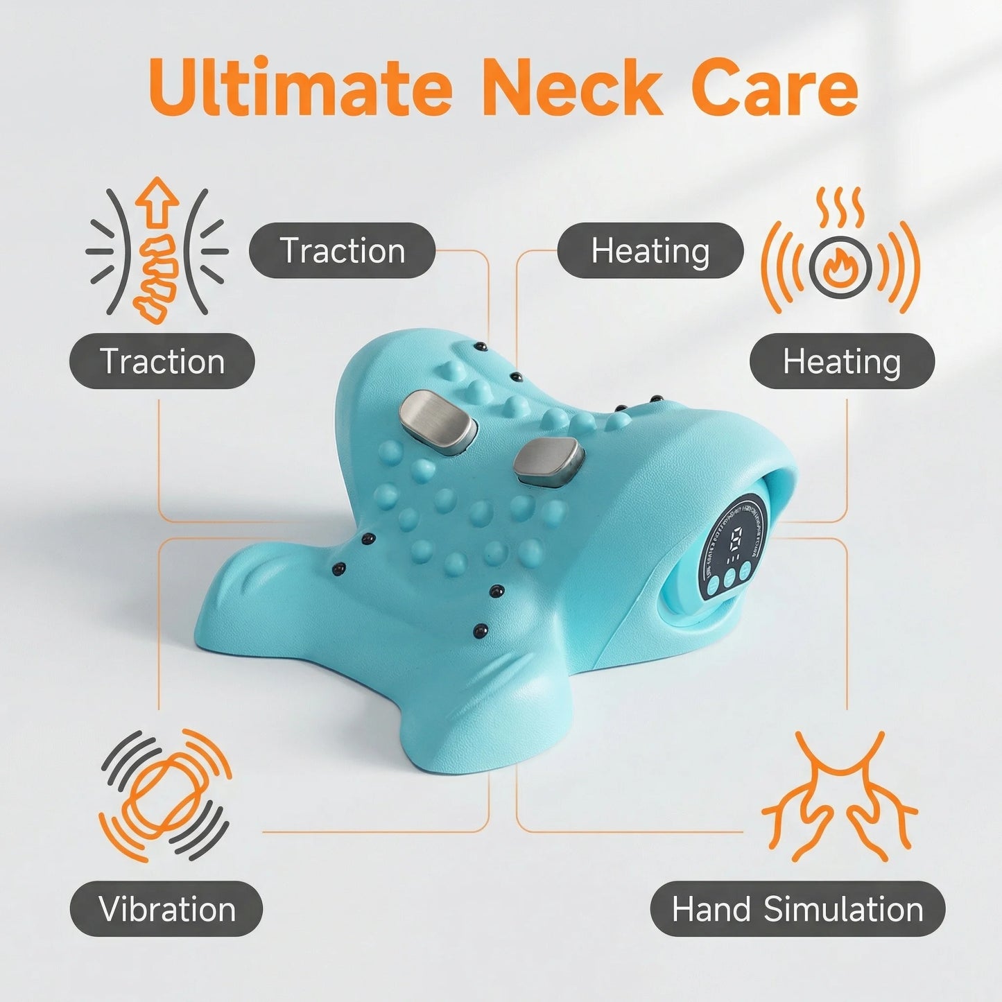 Portable Neck Massage Pillow with Heating and Vibration Functions, Can Relieve Neck Pain and Relax the Body and Mind