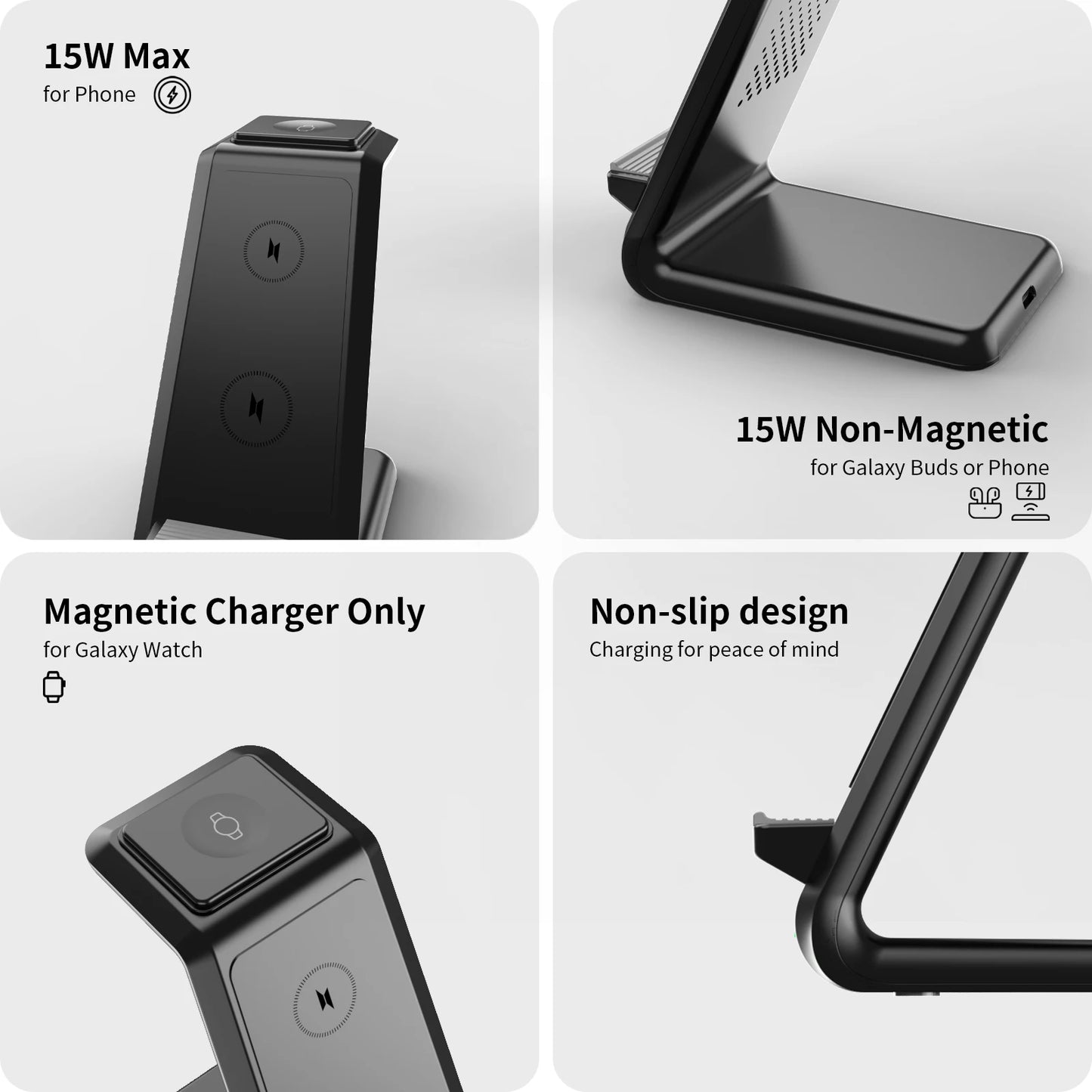 Hot Selling 15W Foldable Wireless Charger Stand Fast Charging Station PD 3-in-1  Portable Wireless Charging Function All in One