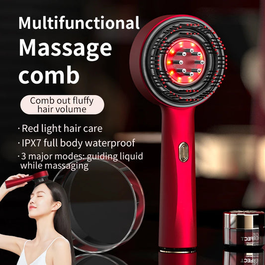 High Frequency Vibration Multi-Function Electric Serum Scalp Massaging Comb Hand Held Waterproof USB Plug Hair Loss Dandruff
