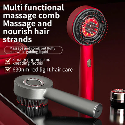 Portable Home Relaxation Multi-Functional Head Massager with Red Hair Treatment Waterproof Vibration Massage Comb Liquid Therapy
