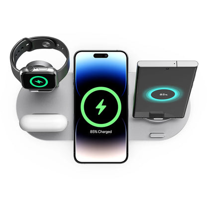 Newest 6-in-1 Foldable Fast Wireless Charging Stand Dock Electric Charger for Multiple Devices Including Phone Watch Headphones