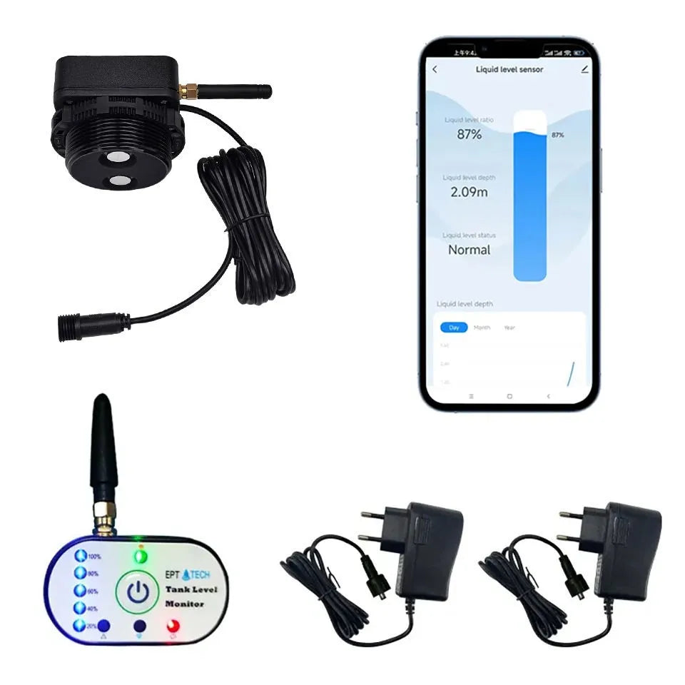 EPTTECH TLC2502P-Lora Tuya Continuous Real Time Ultrasonic Gas Oil Water Liquid Fuel Lever Controller Sensors for Water Storage