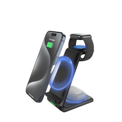 Hot Selling 15W Foldable Wireless Charger Stand Fast Charging Station PD 3-in-1  Portable Wireless Charging Function All in One
