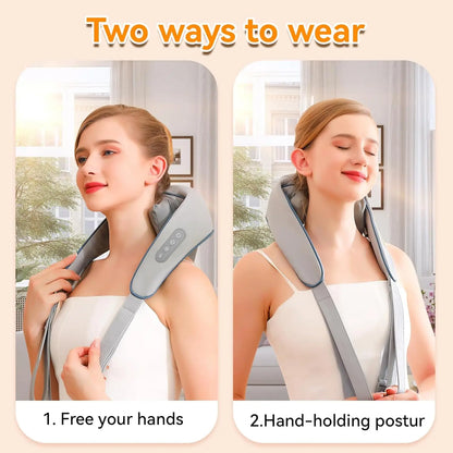 Nowcozy Deep Kneading Neck and Shoulder Massager with Heat - 5D Cordless Mini Shiatsu Neck Massager for Pain Relief Deep Tissue