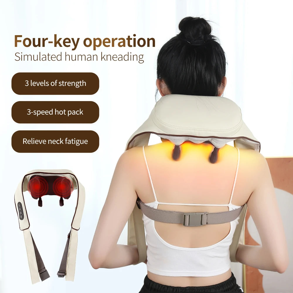 Health Care Products 8D Deep Tissue Shiatsu Kneading Back Massager Heating Neck and Shoulder Massage Pillow