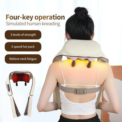 Health Care Products 8D Deep Tissue Shiatsu Kneading Back Massager Heating Neck and Shoulder Massage Pillow