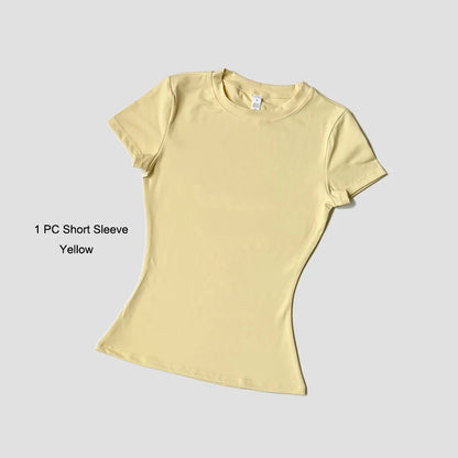 Sports Sets Fitness Hip-lifting Tight Top Short Sleeve Running Workout Gym Shorts Tracksuits For Women Breathable Sports Suits