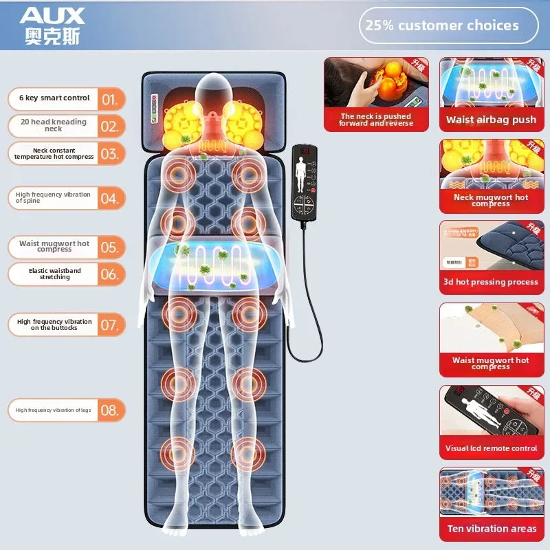 Cervical Massager Neck Waist Back Full Body Multifunctional Massage Cushion Home Recliner Electric Mattress