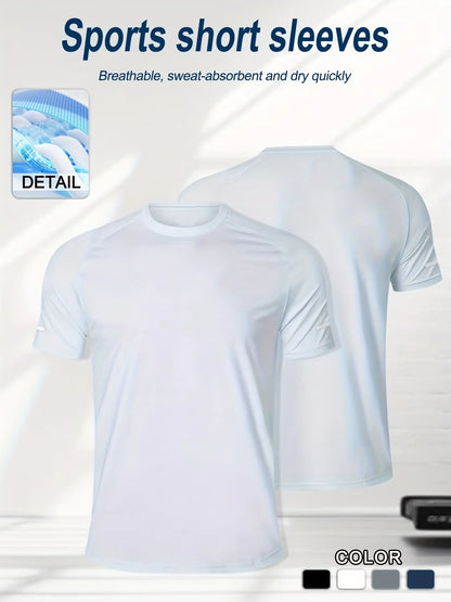 Fitness clothing, men's marathon professional running training ice silk short-sleeved quick-drying sports T-shirt