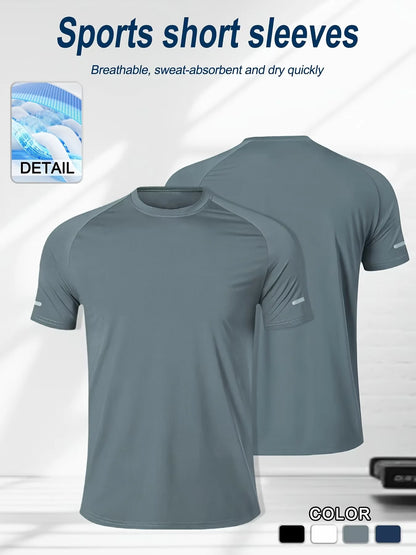 Fitness clothing, men's marathon professional running training ice silk short-sleeved quick-drying sports T-shirt