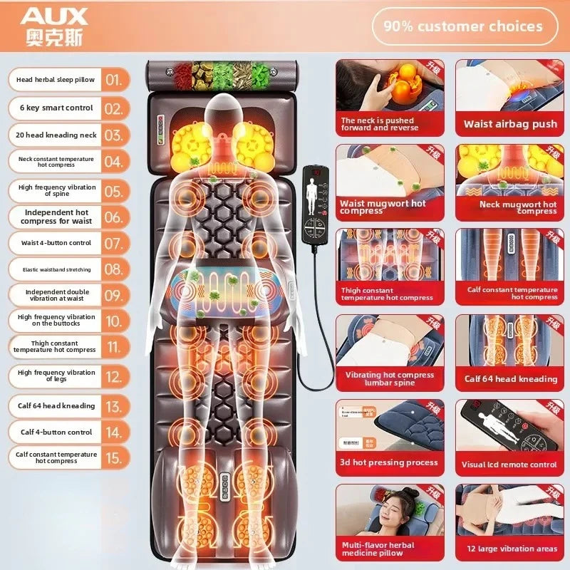Cervical Massager Neck Waist Back Full Body Multifunctional Massage Cushion Home Recliner Electric Mattress