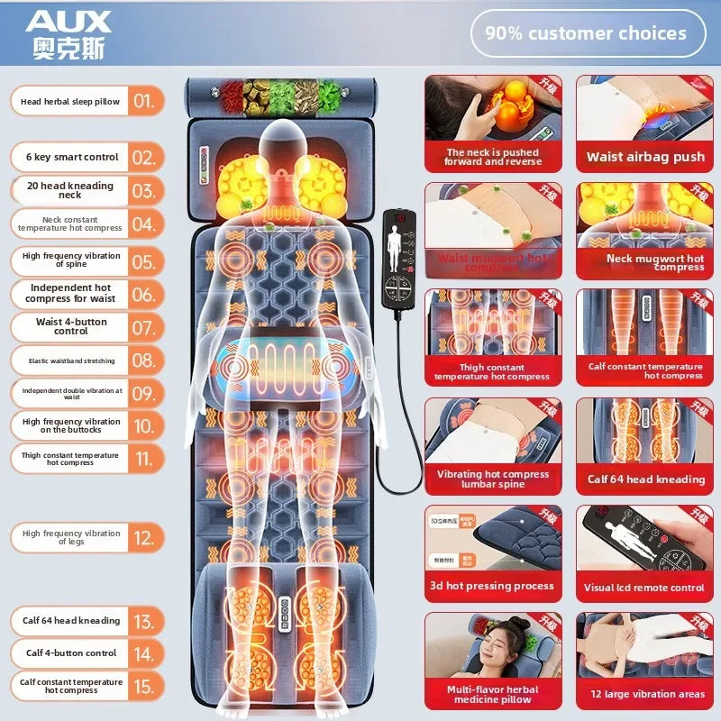 Cervical Massager Neck Waist Back Full Body Multifunctional Massage Cushion Home Recliner Electric Mattress