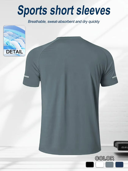 Fitness clothing, men's marathon professional running training ice silk short-sleeved quick-drying sports T-shirt