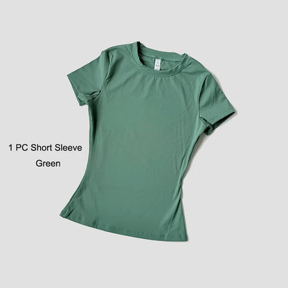 Sports Sets Fitness Hip-lifting Tight Top Short Sleeve Running Workout Gym Shorts Tracksuits For Women Breathable Sports Suits