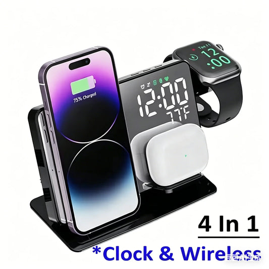 3 in 1 Wireless Charger For Samsung Galaxy Watch 6 5 Pro Fast Charging Station For Galaxy S24 S23 S22 Alarm Clock Chargers Stand