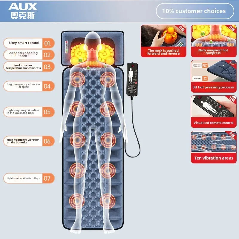 Cervical Massager Neck Waist Back Full Body Multifunctional Massage Cushion Home Recliner Electric Mattress